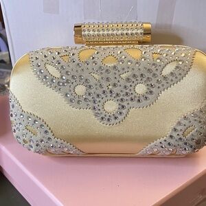 Badgley Mischka Gold Crossbody Bag with Crystal Details
